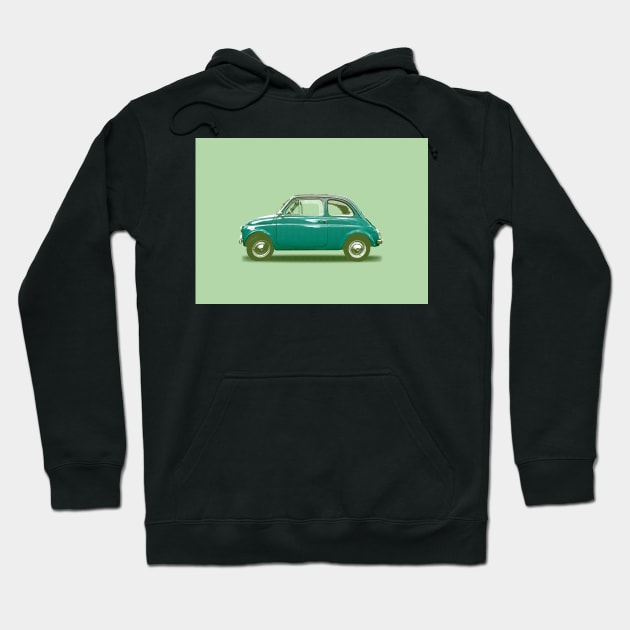 Green Fiat 500 Hoodie by markvickers41